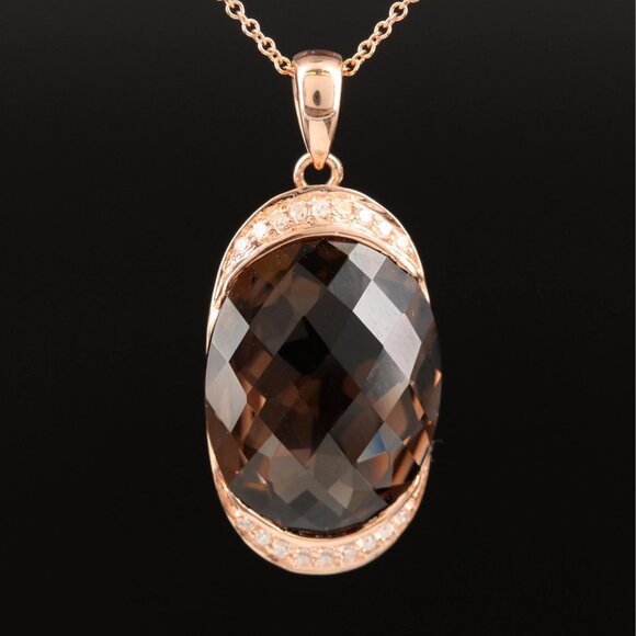 $4450 / NEW / EFFY / 11.58 CWT Diamond & Smoky Necklace / 14K Gold